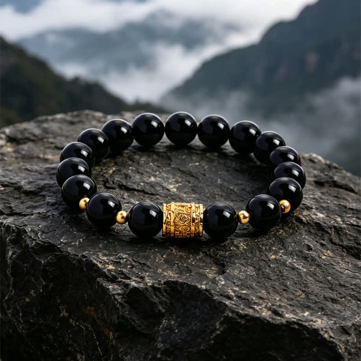 Buddha Stones Armband met kralen van tijgeroog en zwarte obsidiaan voor moed. - Zwarte obsidiaan (Bescherming ♥ Aarding) - image 11