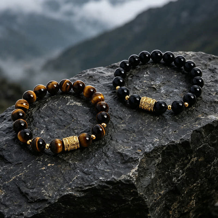Buddha Stones Armband met kralen van tijgeroog en zwarte obsidiaan voor moed. - image 18