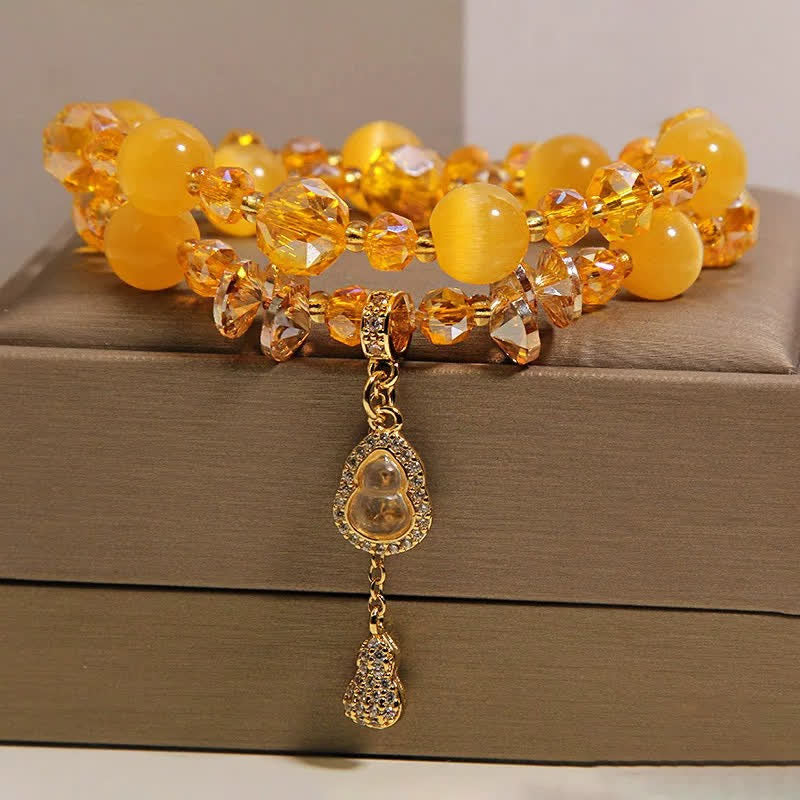 Buddha Stones Dubbellaagse Armband met hanger in de vorm van een kattenoogpompoen - image 7