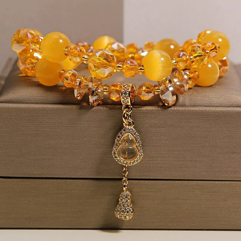 Buddha Stones Dubbellaagse Armband met hanger in de vorm van een kattenoogpompoen - image 6