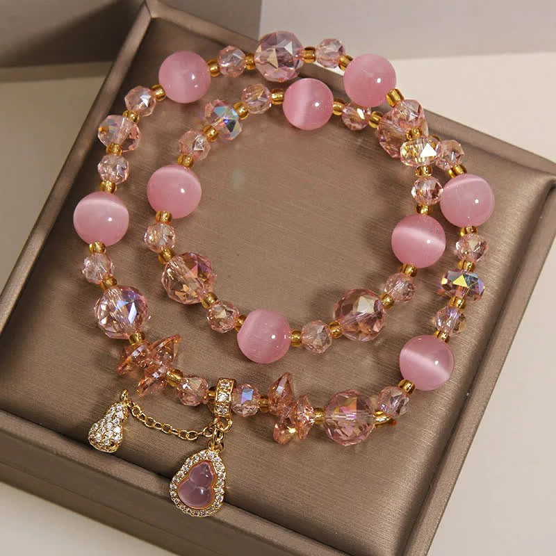 Buddha Stones Dubbellaagse Armband met hanger in de vorm van een kattenoogpompoen - image 3