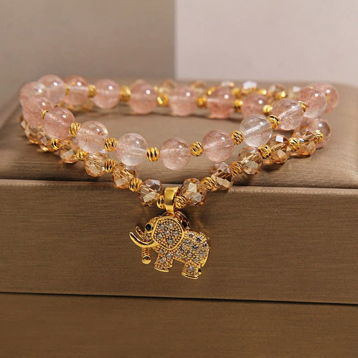 Buddha Stones Dubbele wikkelarmband met aardbeikwarts en Armband - image 2