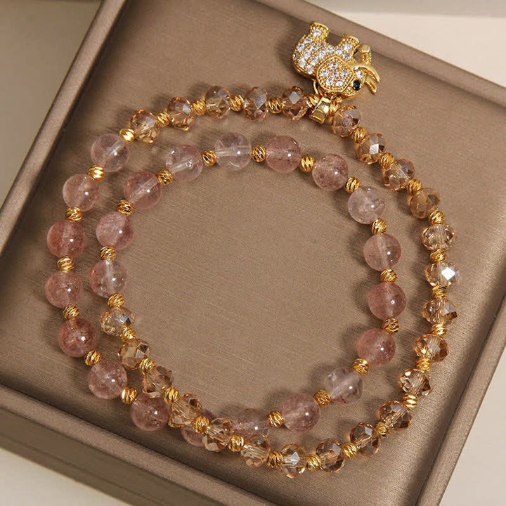 Buddha Stones Dubbele wikkelarmband met aardbeikwarts en Armband - image 3
