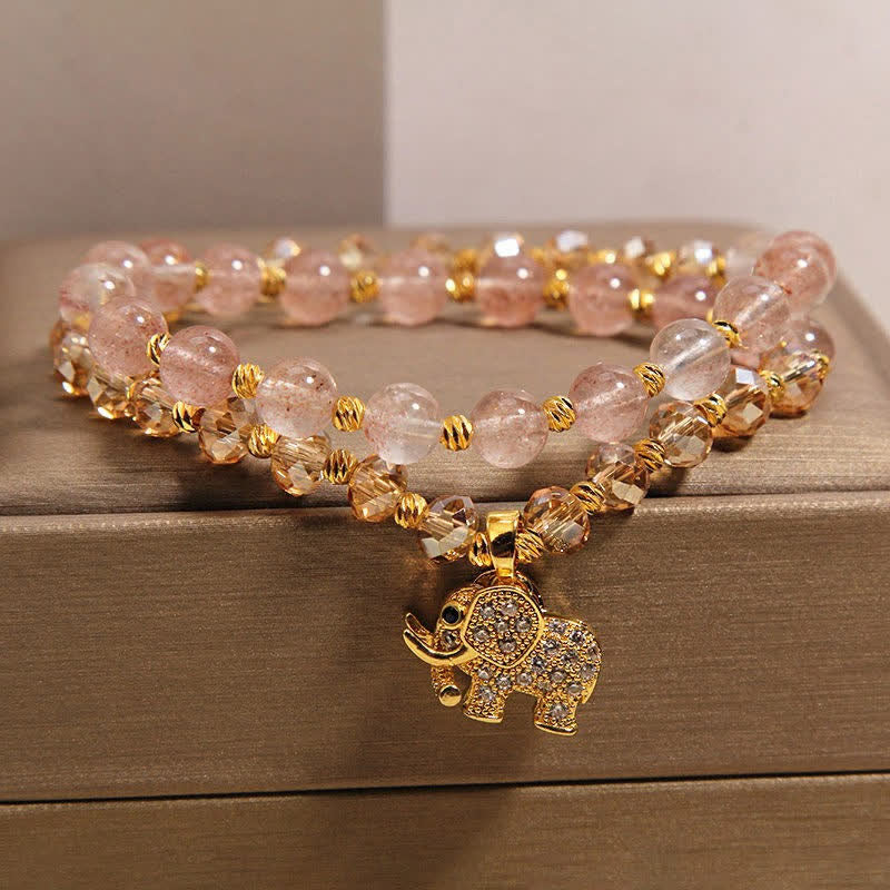 Buddha Stones Dubbele wikkelarmband met aardbeikwarts en Armband - image 1