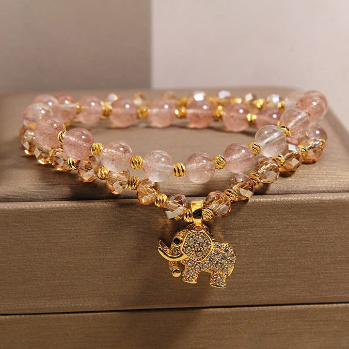 Buddha Stones Dubbele wikkelarmband met aardbeikwarts en Armband - image 1
