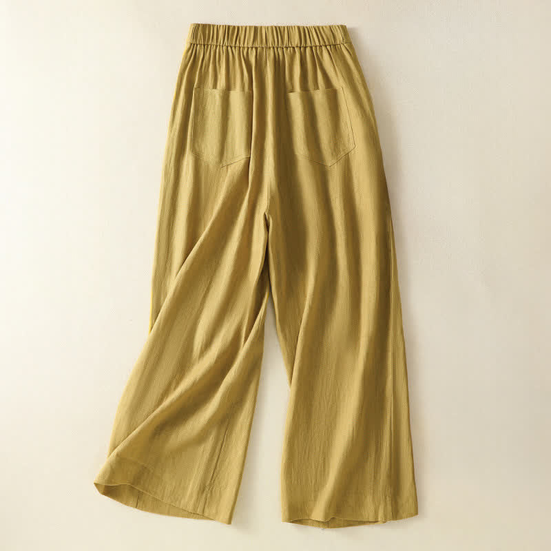 Buddha Stones Zomerse casual minimalistische broek met knoopsluiting en ritssluiting, effen kleur, enkellengte , Enkellengte pijpen, damesbroek met Zakken - image 1