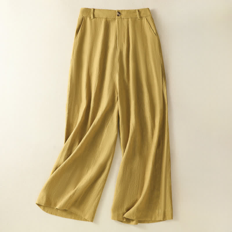 Buddha Stones Zomerse casual minimalistische broek met knoopsluiting en ritssluiting, effen kleur, enkellengte , Enkellengte pijpen, damesbroek met Zakken - Khaki - US12, UK/AU16, EU44 (2XL) - image 0