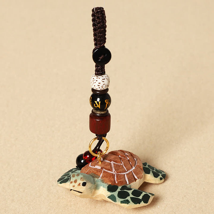 Buddha Stones Sleutelhangers met uitgesneden houten schildpad Om Mani Padme Hum Focus - Om Mani Padme Hum Turtle - image 3