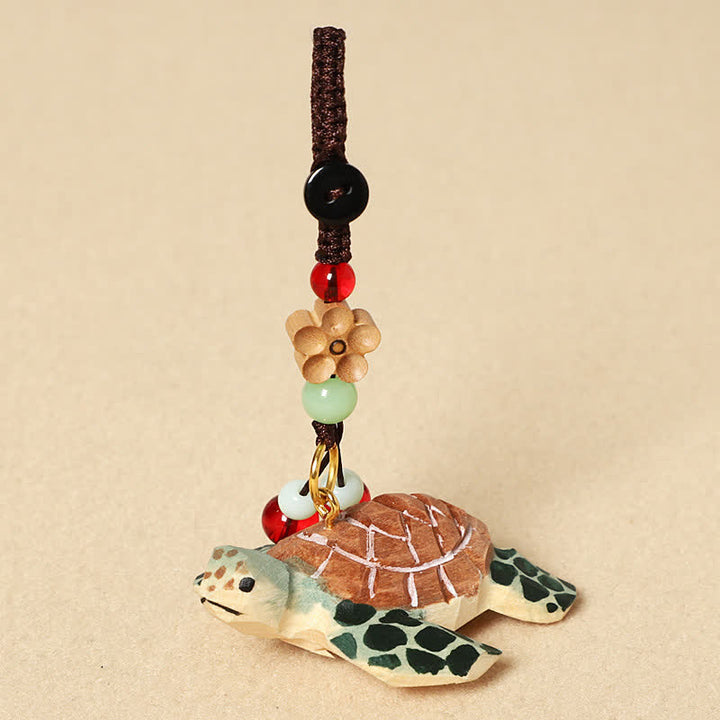 Buddha Stones Sleutelhangers met uitgesneden houten schildpad Om Mani Padme Hum Focus - Schildpad - image 1