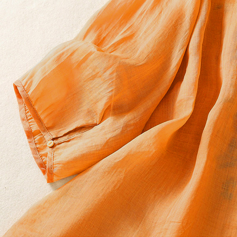 Buddha Stones Casual damesblouse met artistiek geborduurd bladmotief en Mouwlengte - image 4