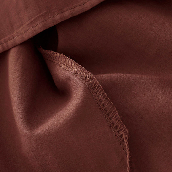 Buddha Stones Zomerse, effen damesblouse met ruches en plooien . - image 17