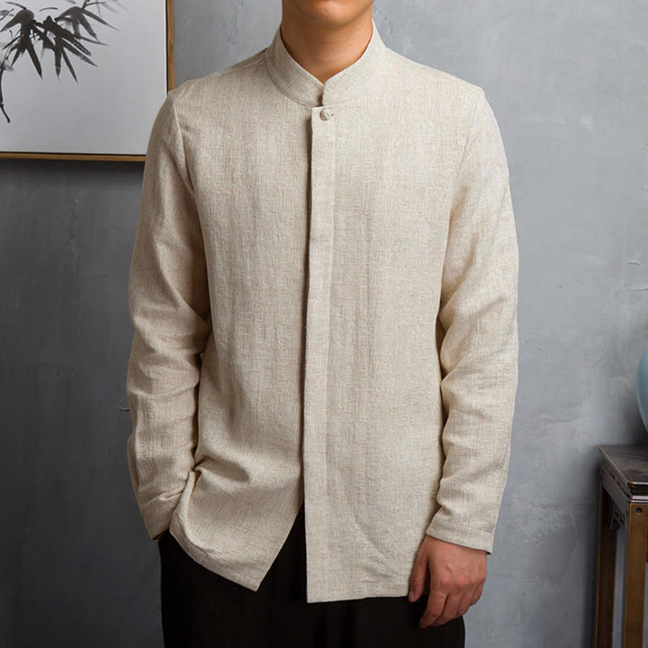 Buddha Stones Effen Chinese Tang-pakjas voor heren - Linnen - US/UK/AU42, EU52 (4XL) - image 0
