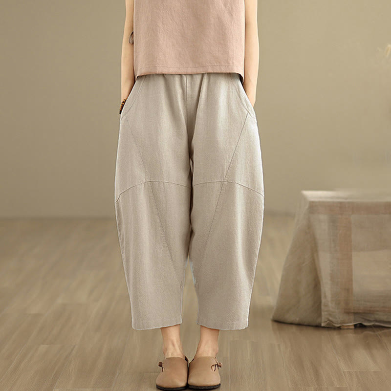 Buddha Stones Lente dames harembroek in effen kleur, Lengte 7-8, met Zakken - image 1