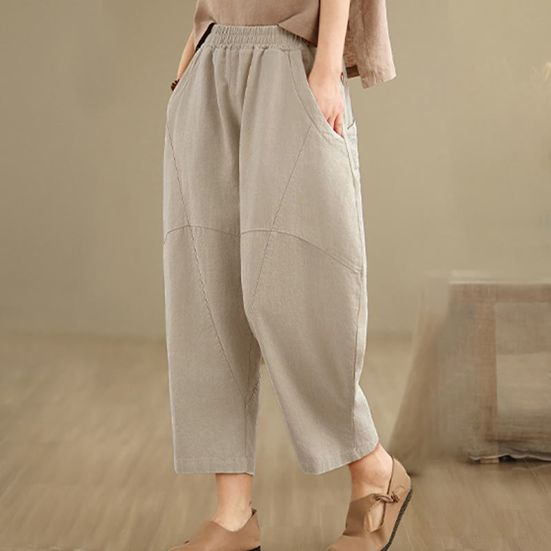 Buddha Stones Lente dames harembroek in effen kleur, Lengte 7-8, met Zakken - image 5