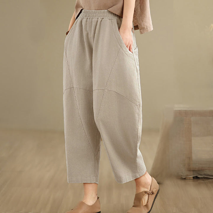 Buddha Stones Lente dames harembroek in effen kleur, Lengte 7-8, met Zakken - image 5