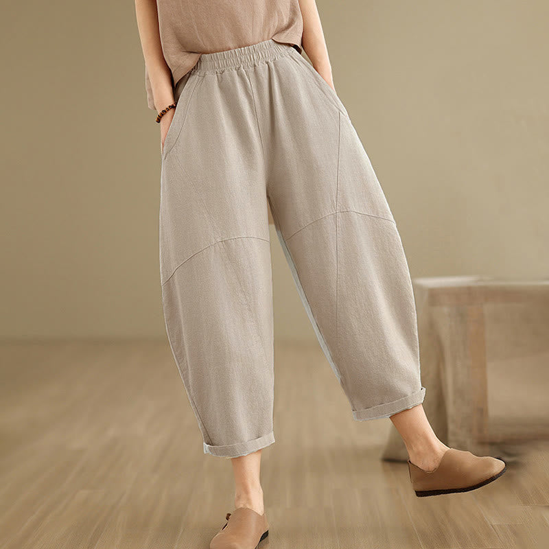 Buddha Stones Lente dames harembroek in effen kleur, Lengte 7-8, met Zakken - image 7