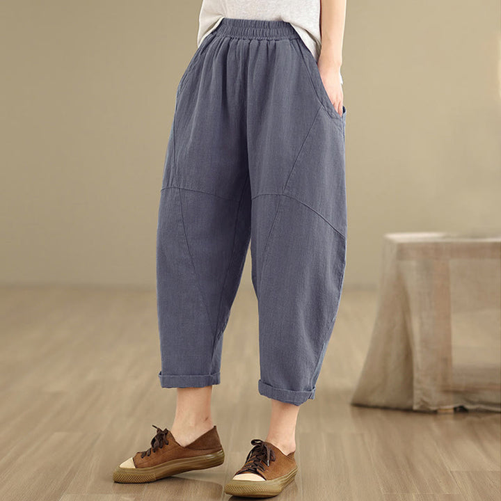 Buddha Stones Lente dames harembroek in effen kleur, Lengte 7-8, met Zakken - image 11