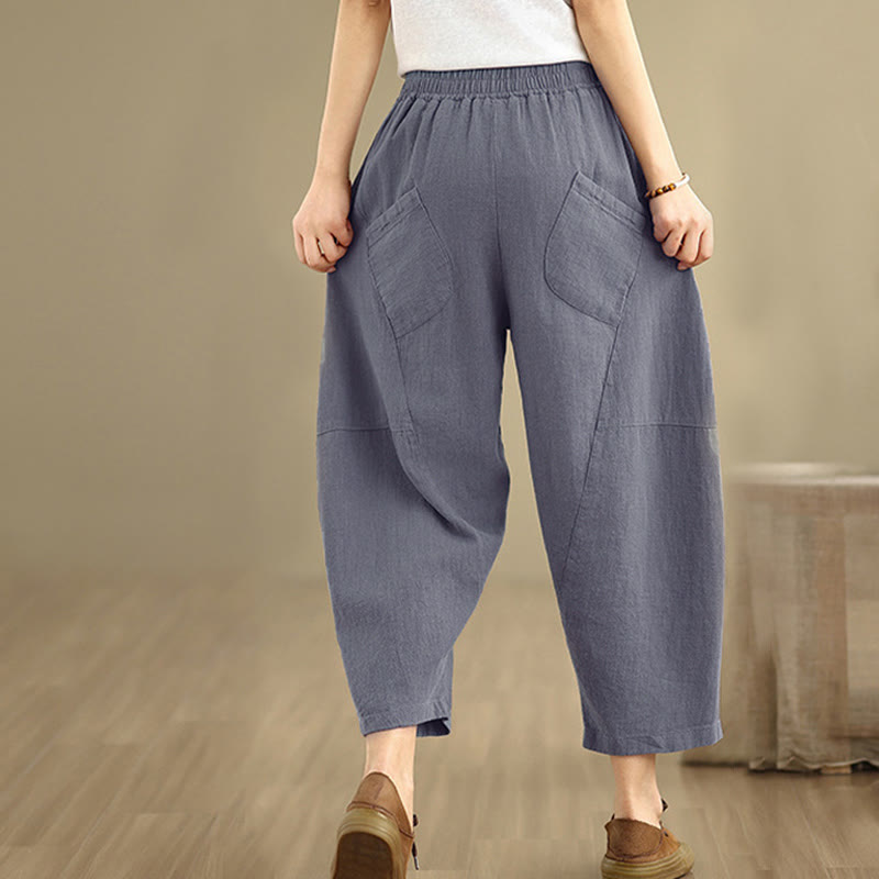 Buddha Stones Lente dames harembroek in effen kleur, Lengte 7-8, met Zakken - image 12