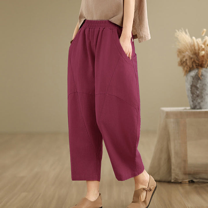 Buddha Stones Lente dames harembroek in effen kleur, Lengte 7-8, met Zakken - image 16