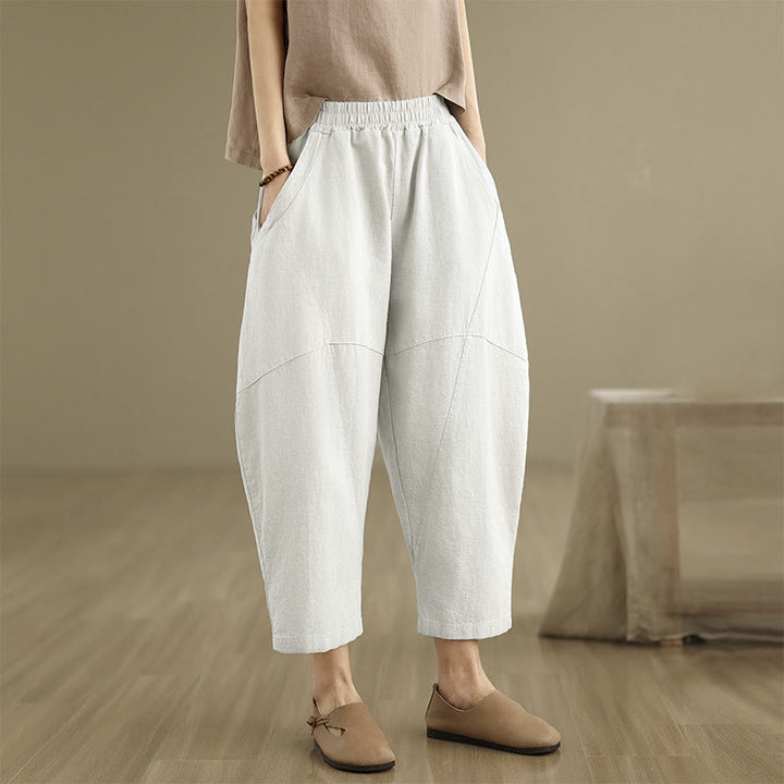 Buddha Stones Lente dames harembroek in effen kleur, Lengte 7-8, met Zakken - image 21