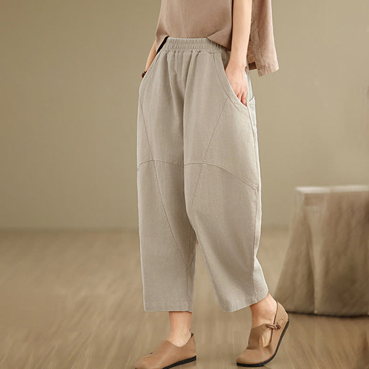 Buddha Stones Lente dames harembroek in effen kleur, Lengte 7-8, met Zakken - image 3