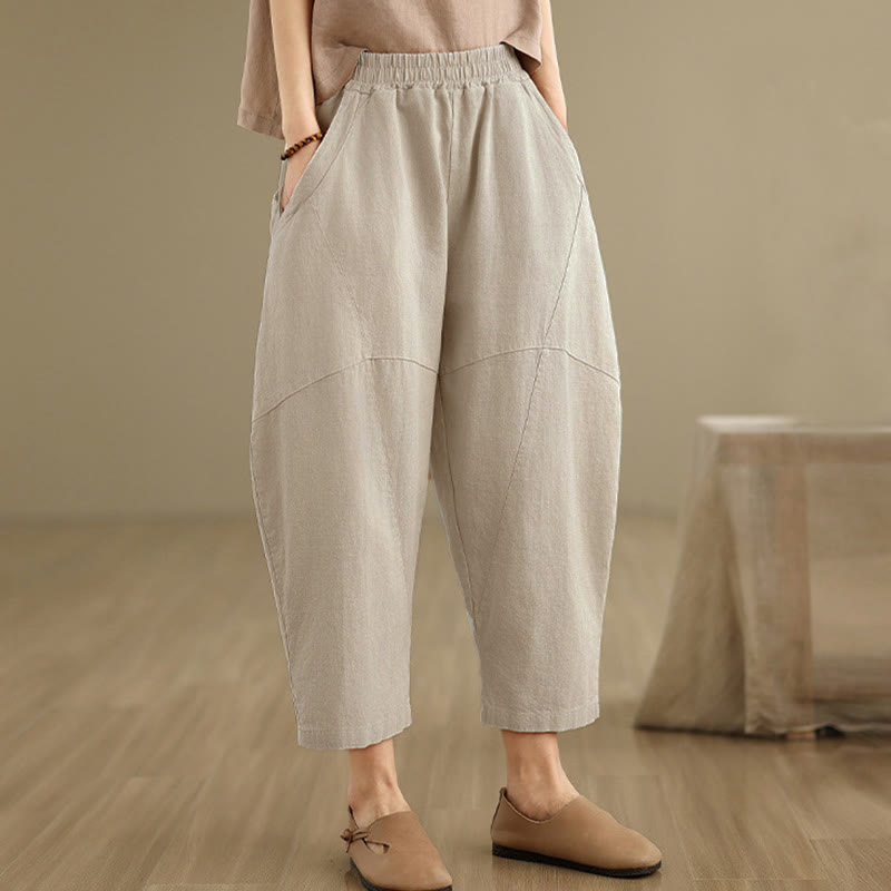 Buddha Stones Lente dames harembroek in effen kleur, Lengte 7-8, met Zakken - image 2