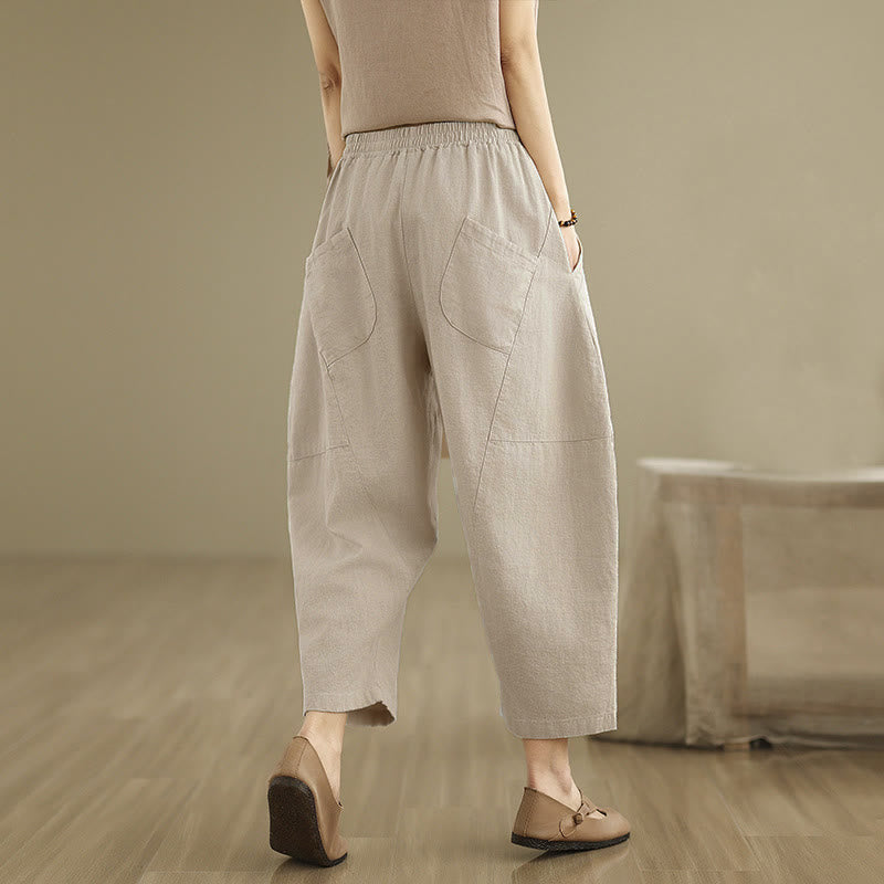 Buddha Stones Lente dames harembroek in effen kleur, Lengte 7-8, met Zakken - image 4