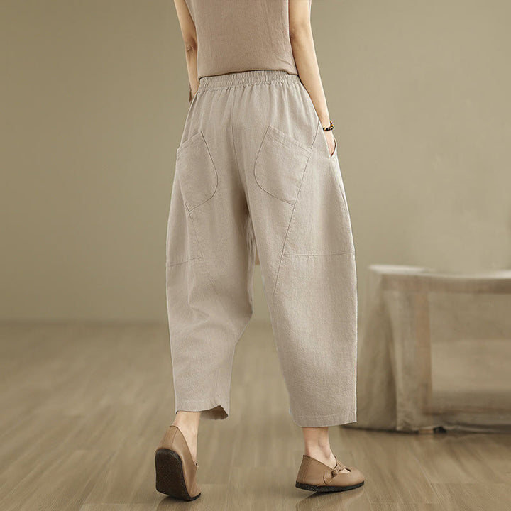Buddha Stones Lente dames harembroek in effen kleur, Lengte 7-8, met Zakken - image 4