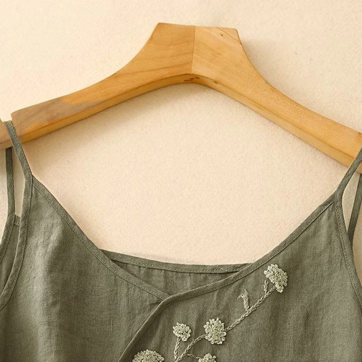 Buddha Stones Mouwloos damesvest met etnische borduursels en asymmetrisch design - image 2