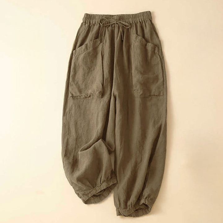 Buddha Stones Commute dames harem capri broek met Zakken - Bruinen - US8-10，UK/AU12-14，EU40-42 (2XL) - image 0