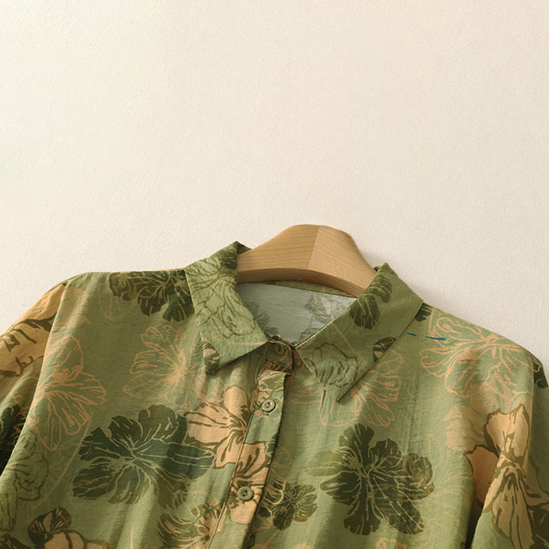 Buddha Stones Zomerse boho Overhemden met knoopjes en bloemenprint voor dames met Korte mouw - image 1