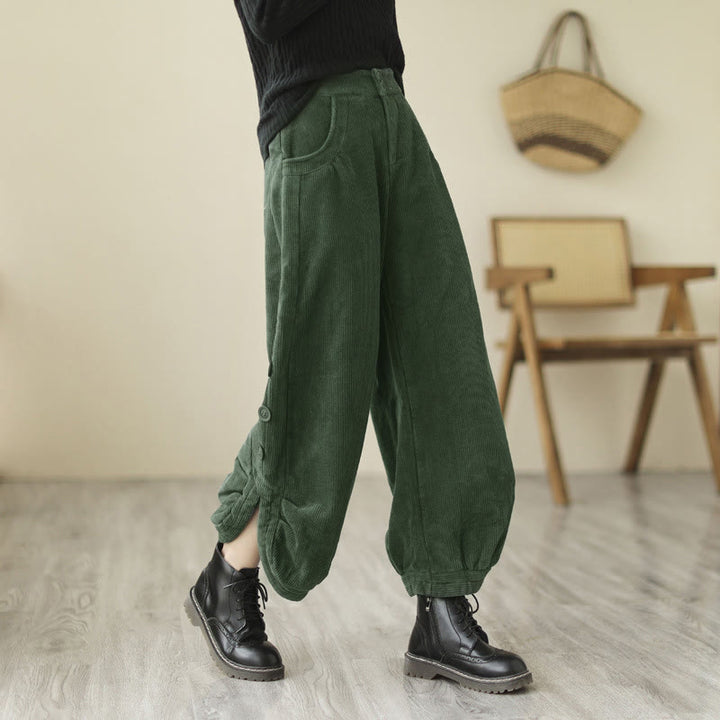 Buddha Stones Casual dames corduroy broek met knoopsluiting en Zakken. - Zeegroen - US8-10，UK/AU12-14，EU40-42 (2XL) - image 10