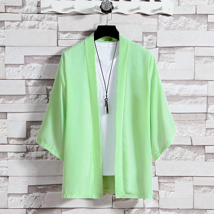 Buddha Stones Effenkleurige open jas/kimono voor heren - Groen (alleen jas) - US/UK/AU46, EU56 (5XL) - image 24