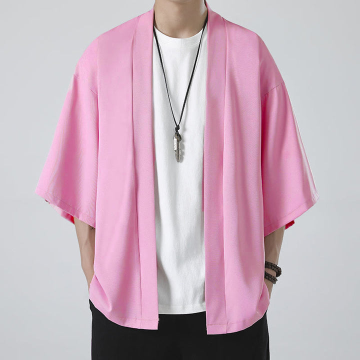 Buddha Stones Effenkleurige open jas/kimono voor heren - image 18