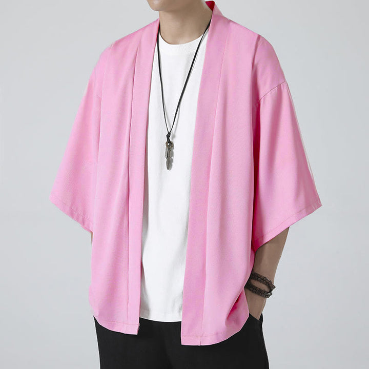 Buddha Stones Effenkleurige open jas/kimono voor heren - image 19
