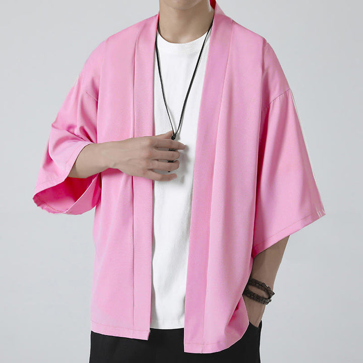 Buddha Stones Effenkleurige open jas/kimono voor heren - Roze (alleen het jasje) - US/UK/AU46, EU56 (5XL) - image 17
