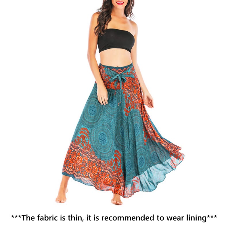Buddha Stones Two Style Wear Bohemian Kompasroos Bloemenrok met Vetersluiting Jurk - image 1