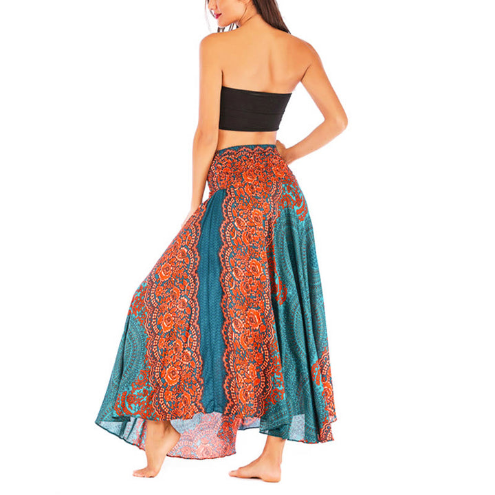 Buddha Stones Two Style Wear Bohemian Kompasroos Bloemenrok met Vetersluiting Jurk - image 4