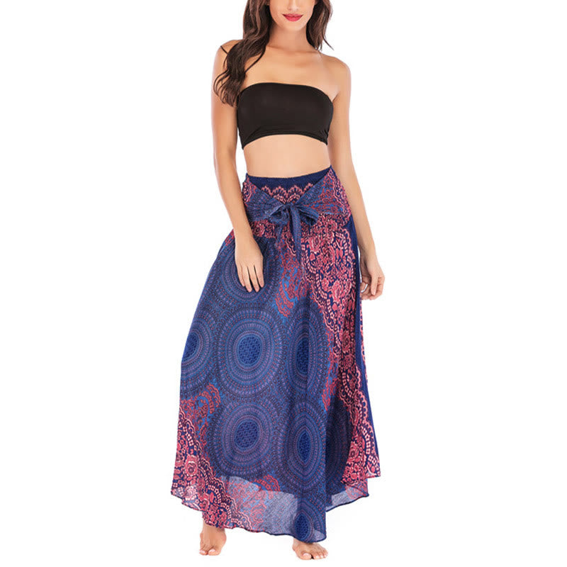 Buddha Stones Two Style Wear Bohemian Kompasroos Bloemenrok met Vetersluiting Jurk - image 10