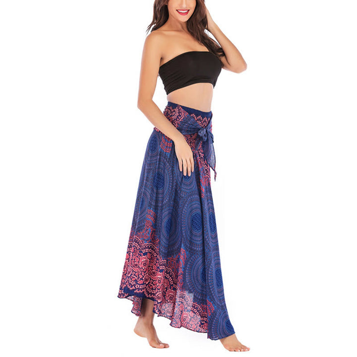 Buddha Stones Two Style Wear Bohemian Kompasroos Bloemenrok met Vetersluiting Jurk - image 13