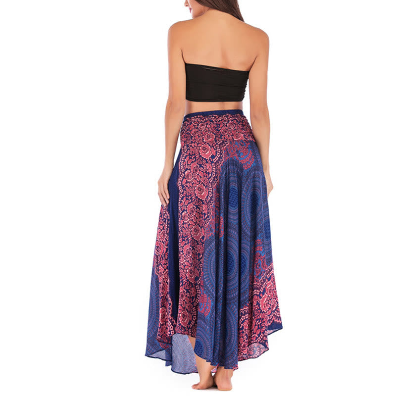 Buddha Stones Two Style Wear Bohemian Kompasroos Bloemenrok met Vetersluiting Jurk - image 14