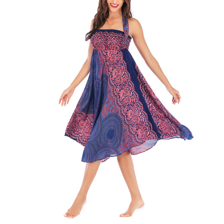 Buddha Stones Two Style Wear Bohemian Kompasroos Bloemenrok met Vetersluiting Jurk - image 15