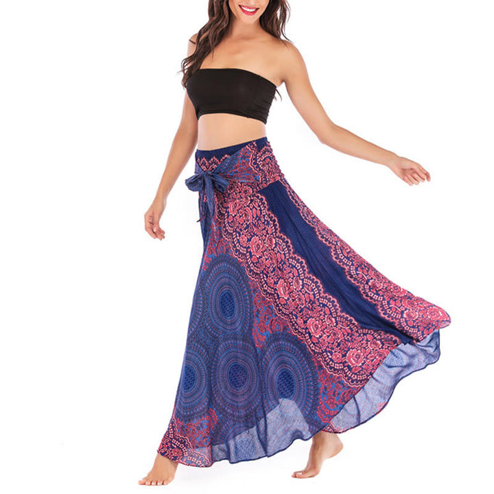 Buddha Stones Two Style Wear Bohemian Kompasroos Bloemenrok met Vetersluiting Jurk - image 12