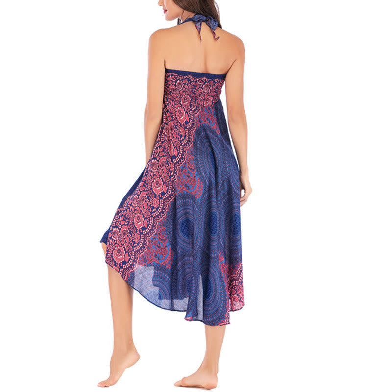 Buddha Stones Two Style Wear Bohemian Kompasroos Bloemenrok met Vetersluiting Jurk - image 16
