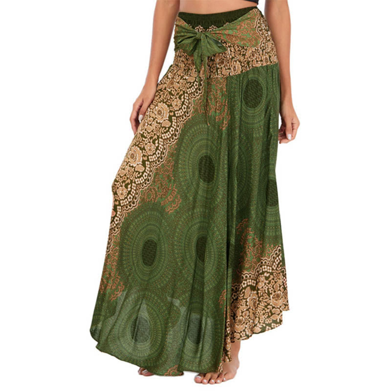 Buddha Stones Two Style Wear Bohemian Kompasroos Bloemenrok met Vetersluiting Jurk - Donkerzeegroen - US4-12, UK/AU8-16, EU36-44 (F) - image 18