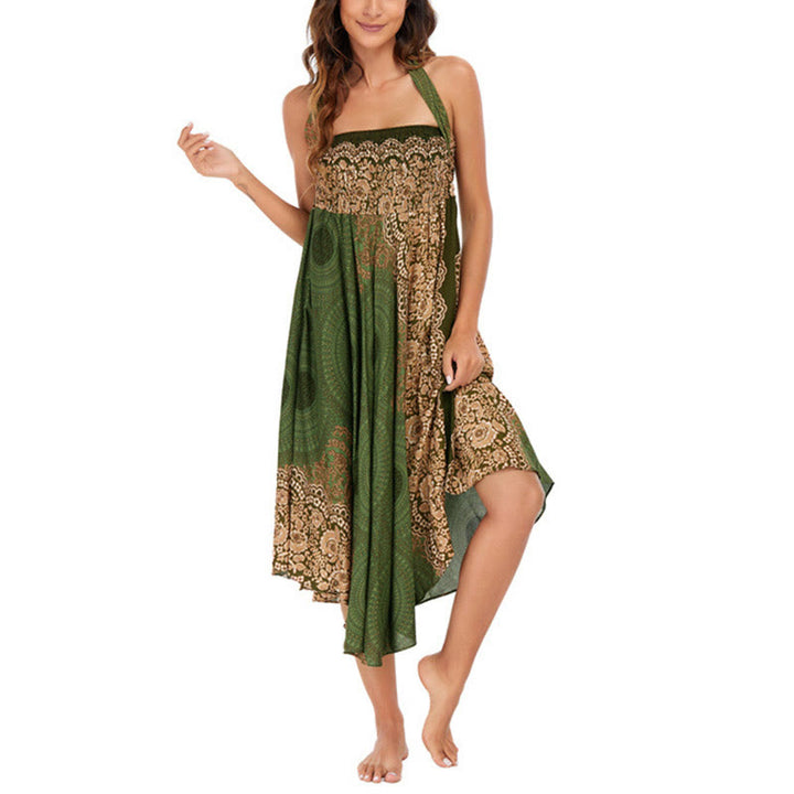 Buddha Stones Two Style Wear Bohemian Kompasroos Bloemenrok met Vetersluiting Jurk - image 25
