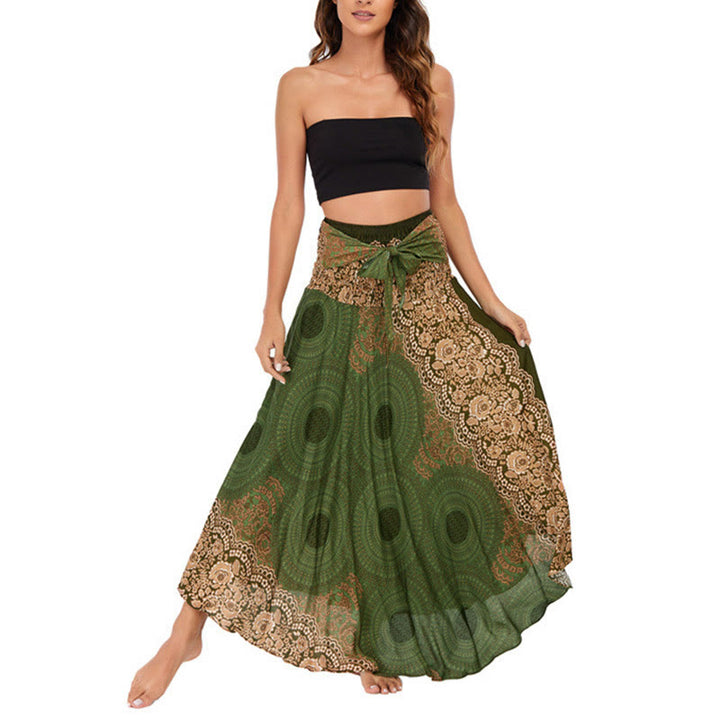 Buddha Stones Two Style Wear Bohemian Kompasroos Bloemenrok met Vetersluiting Jurk - image 19