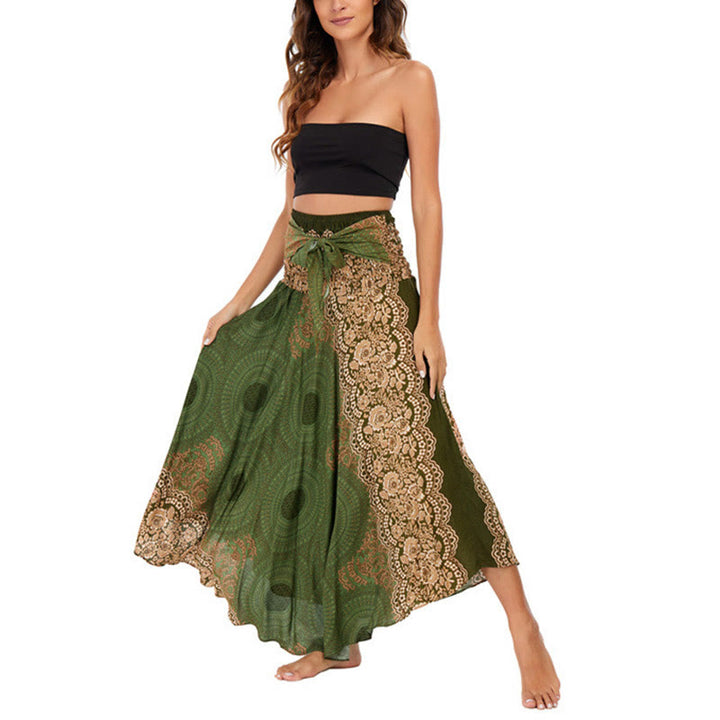 Buddha Stones Two Style Wear Bohemian Kompasroos Bloemenrok met Vetersluiting Jurk - image 23
