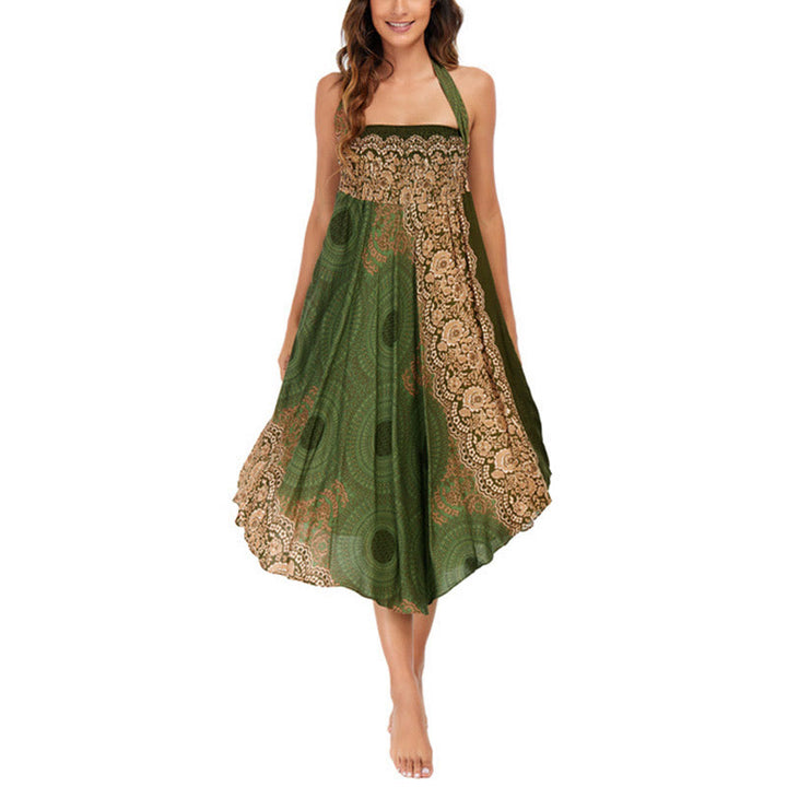 Buddha Stones Two Style Wear Bohemian Kompasroos Bloemenrok met Vetersluiting Jurk - image 24