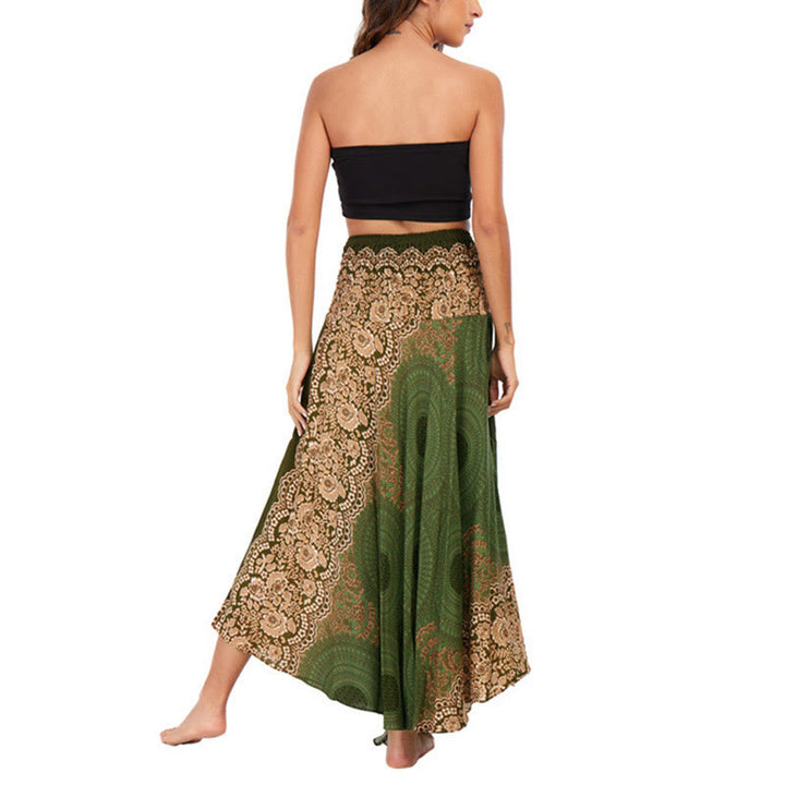 Buddha Stones Two Style Wear Bohemian Kompasroos Bloemenrok met Vetersluiting Jurk - image 22